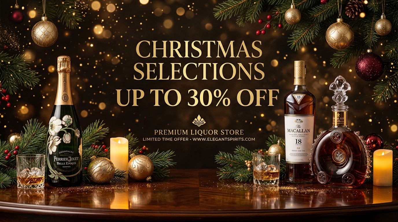 Christmas sale banner with fine spirits
